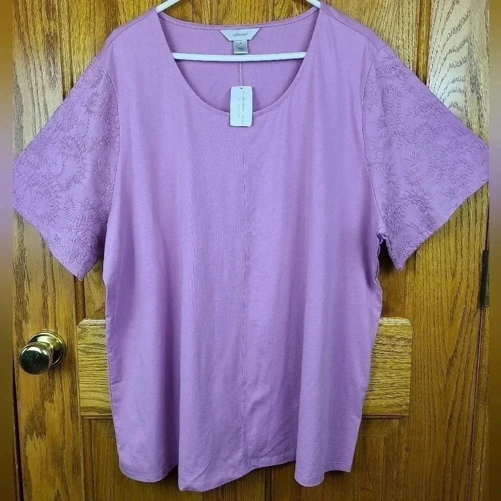 CJ Banks Lavender Short Sleeve Tee